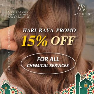 Selamat Hari Raya! Our Raya promo will feature 15% off for all chemical services, apply for all branches. Valid from 10-3-2023 to 20-4-2023, book with us now!
 	 *Make an advanced booking for Muslimah room*